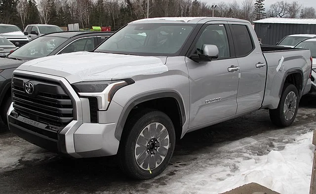 Silver 2022 Toyota Tundra in the snow