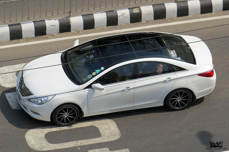 Aerial view of a Hyundai Sonata