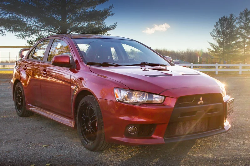 red Mitsubishi Lancer Evolution