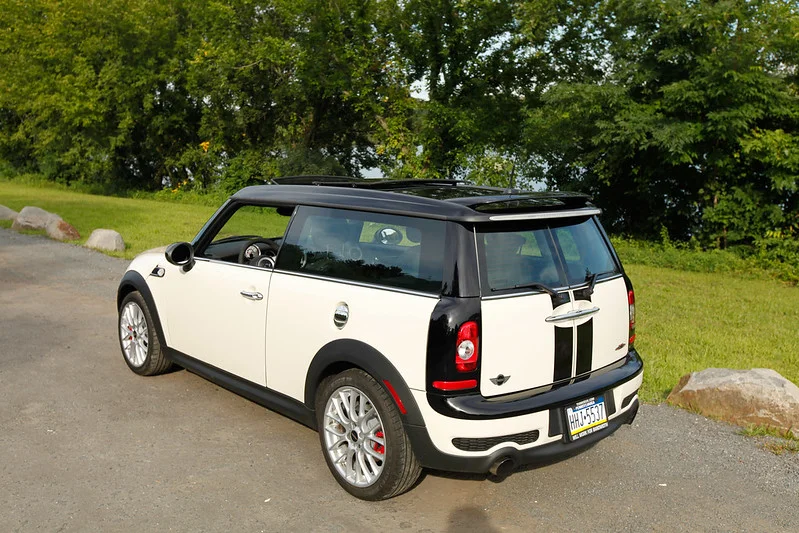 Black and white MINI Cooper Clubman