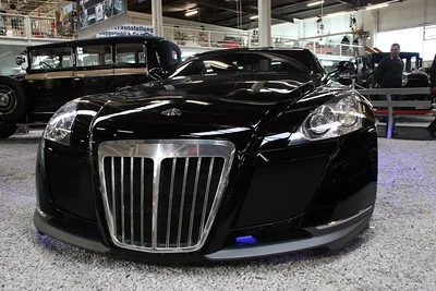 Black Maybach Exelero in a showroom