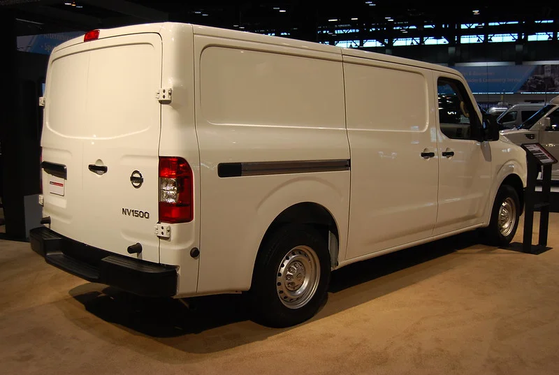 White Nissan NV Cargo rear view