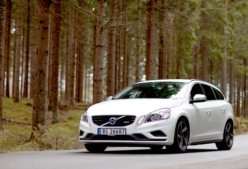 Volvo V60 in a forest