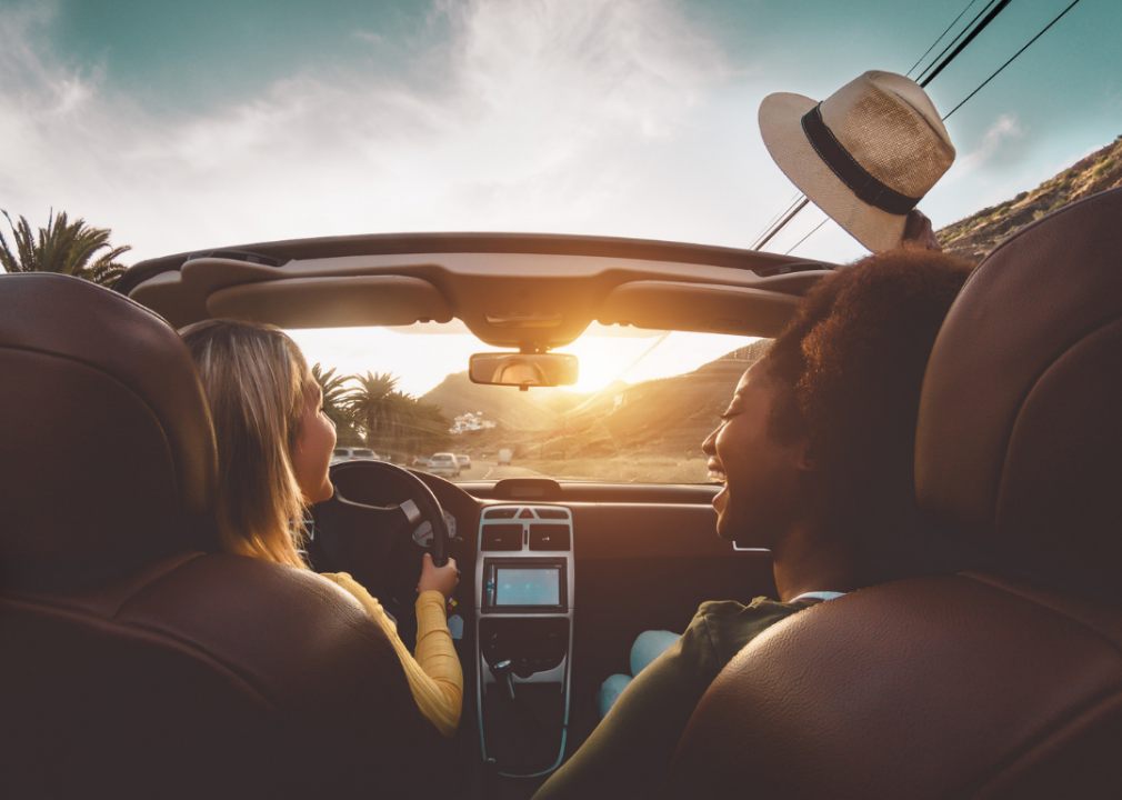 Photo of two people in a car