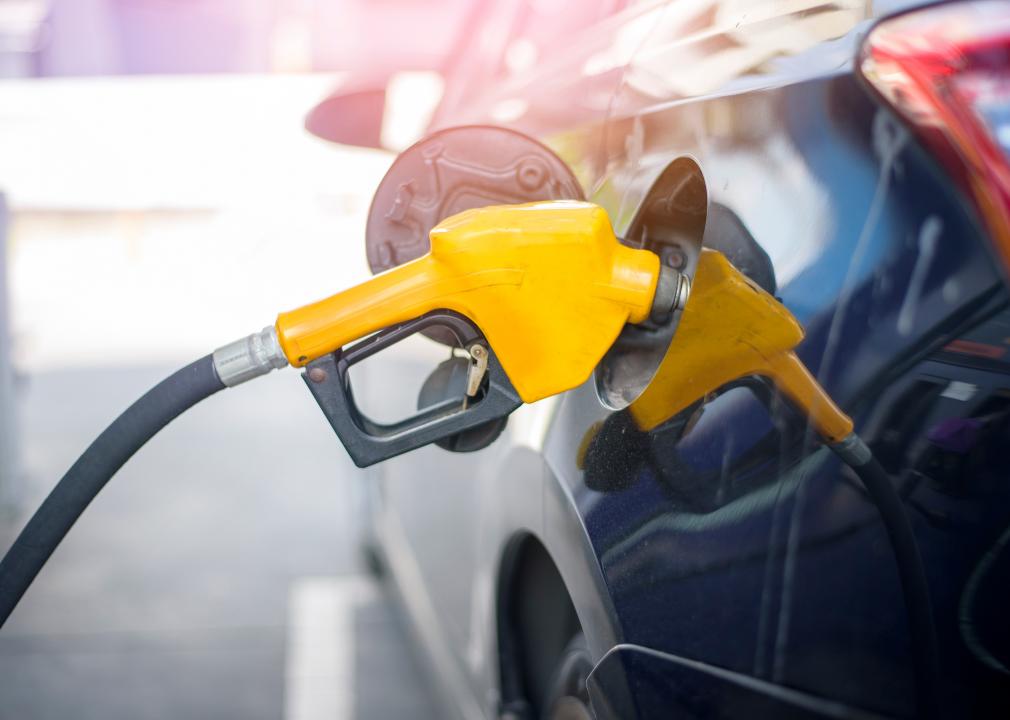 Photo of gas pumping into a car's gas tank