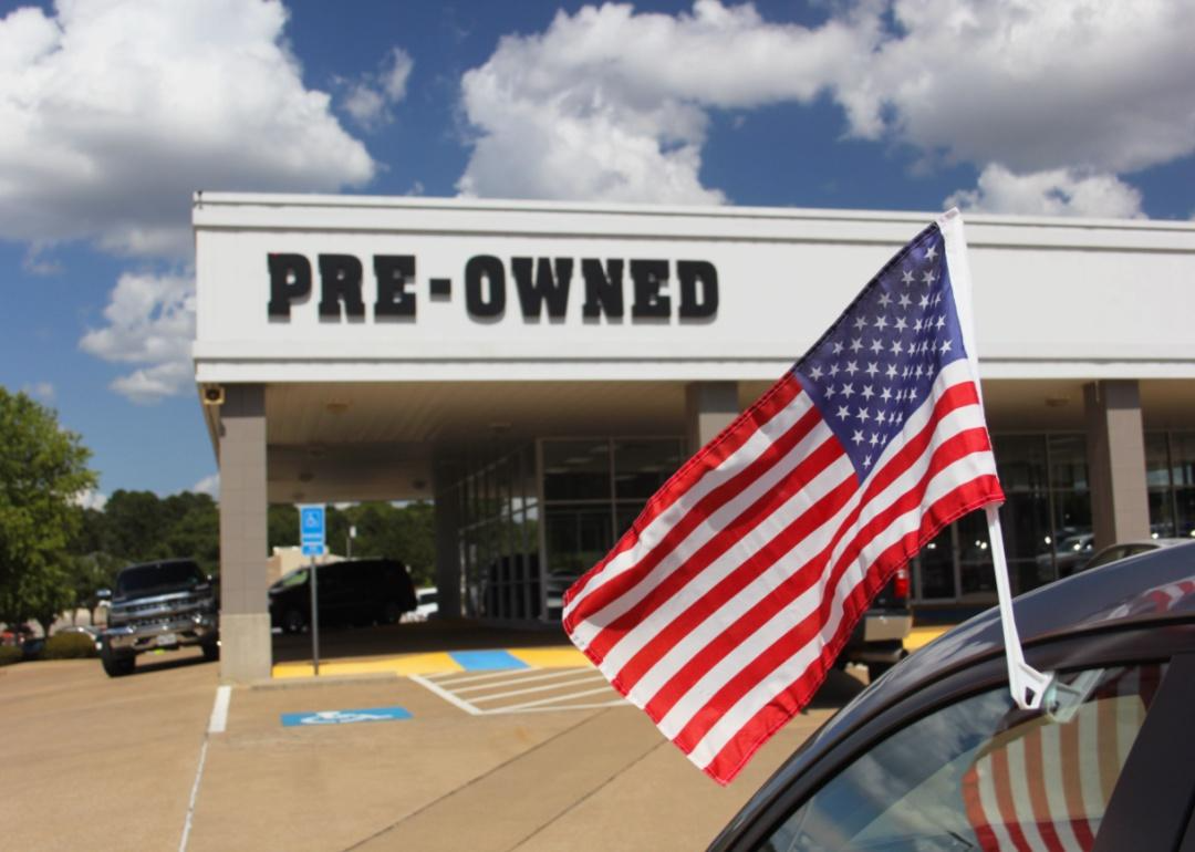 pre-owned car dealership lot