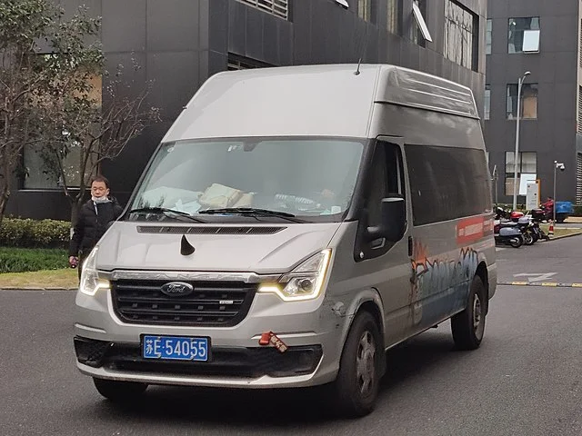 Ford E-Transit on a city street