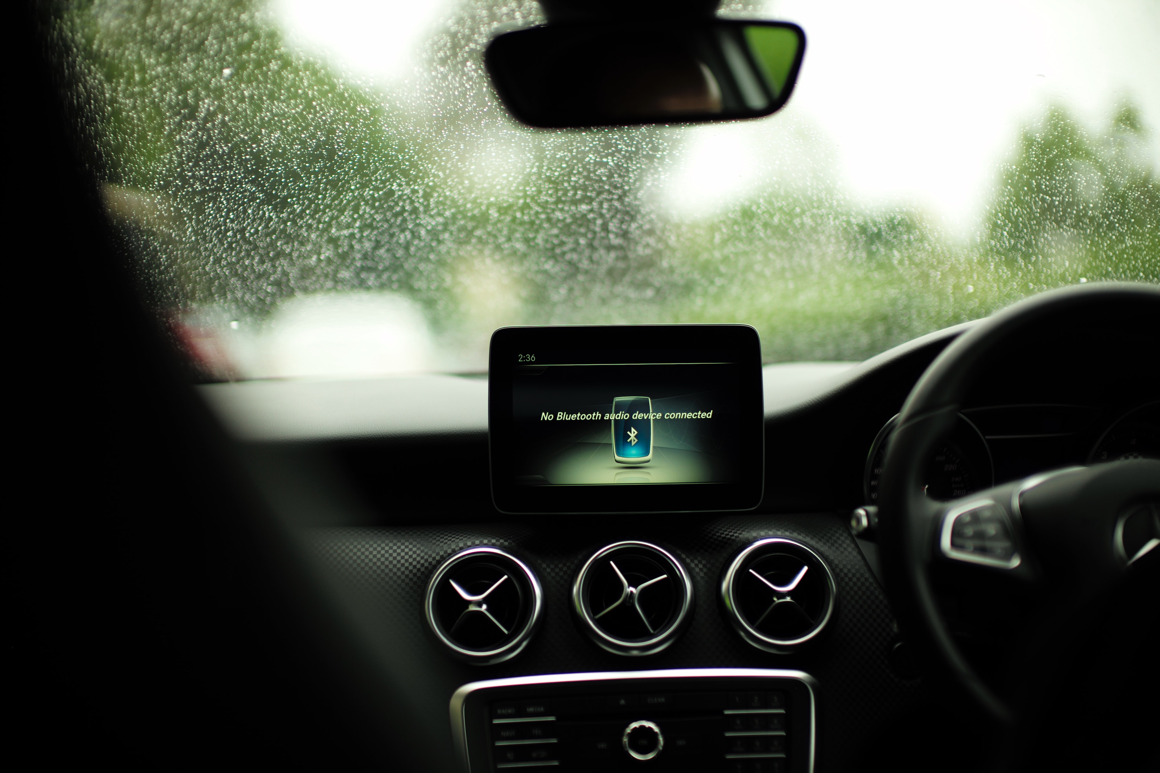 bluetooth menu on a car dashboard