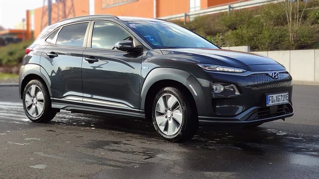 Black Hyundai Kona on a street