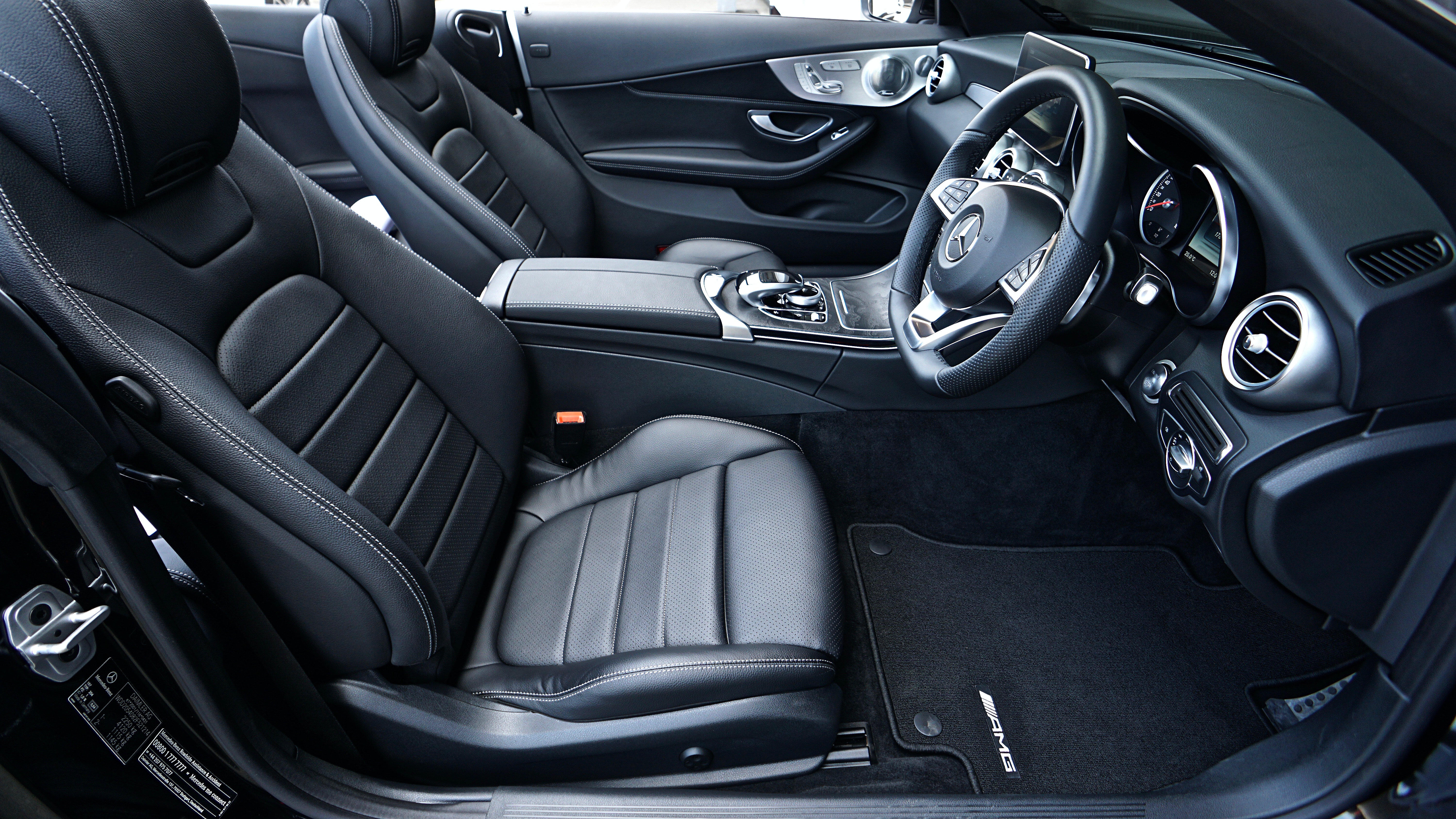 black leather car interior