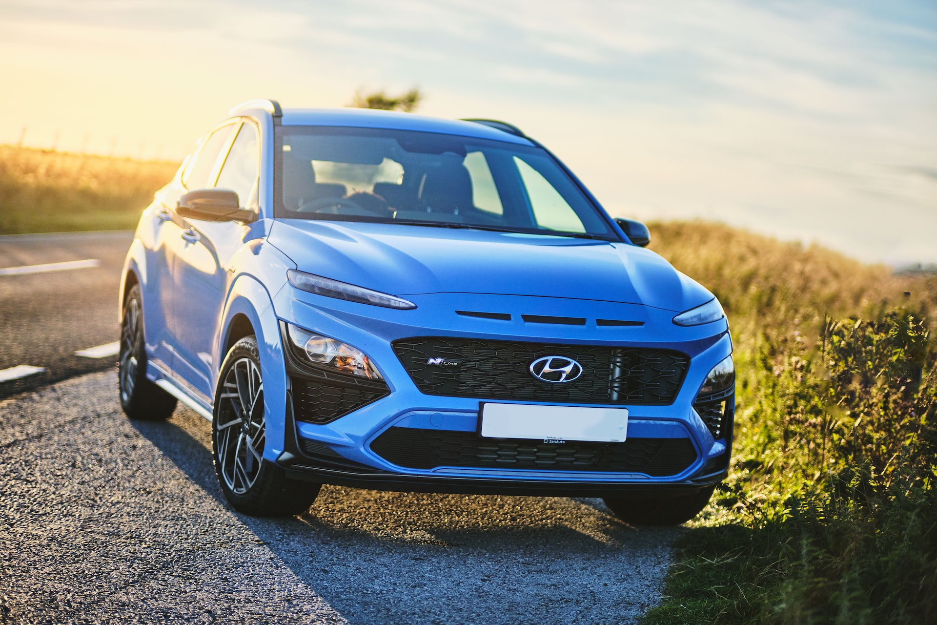 blue hyundai kona