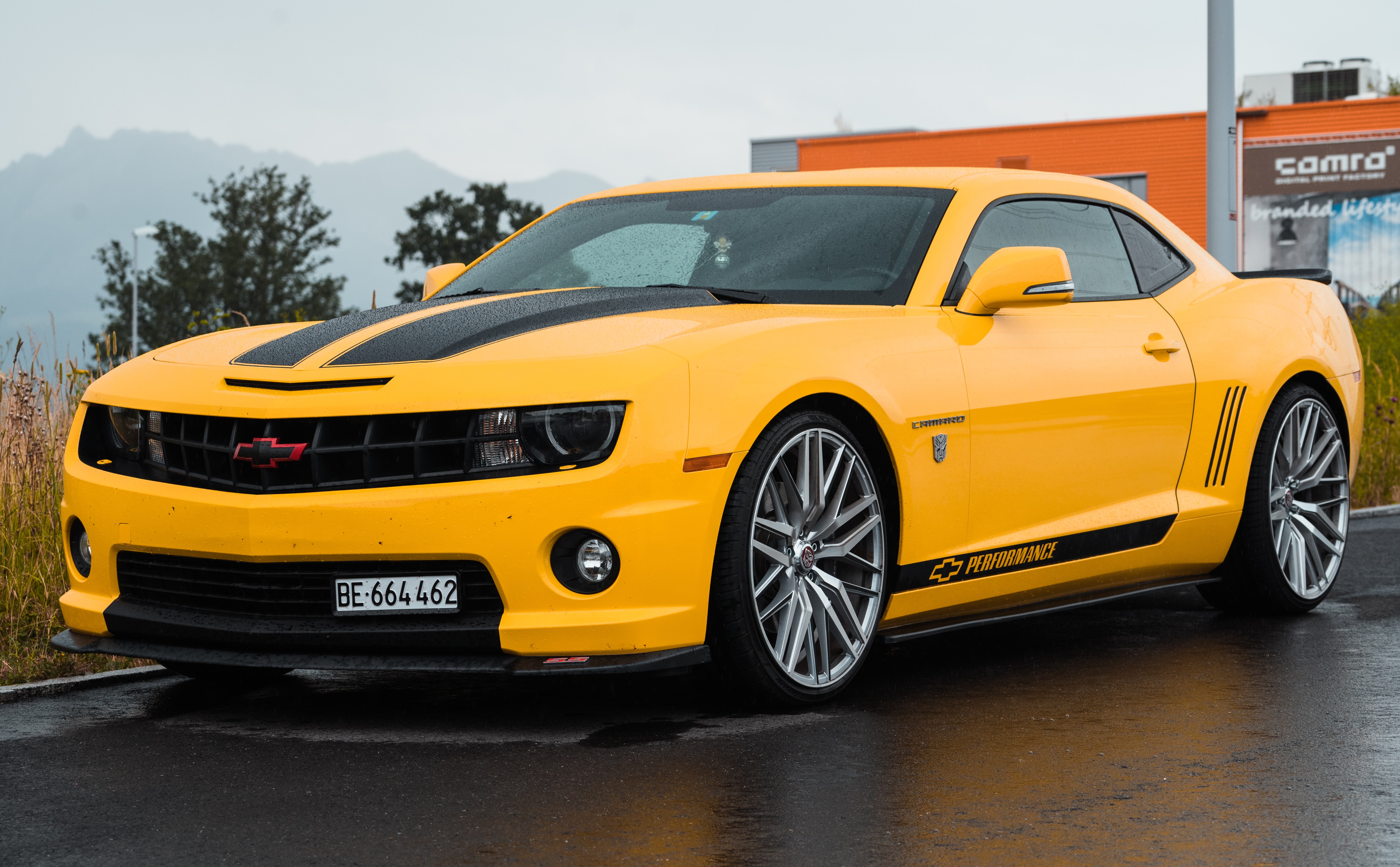 yellow sports car