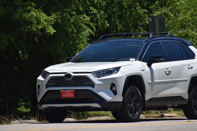 White Toyota RAV4 on a street