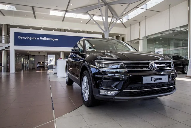 Volkswagen Tiguan in a showroom